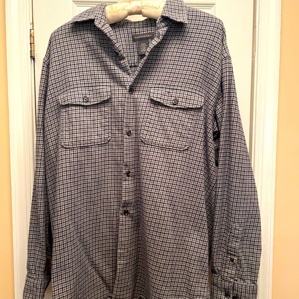 A stripped Banana Republic long-sleeve shirt.